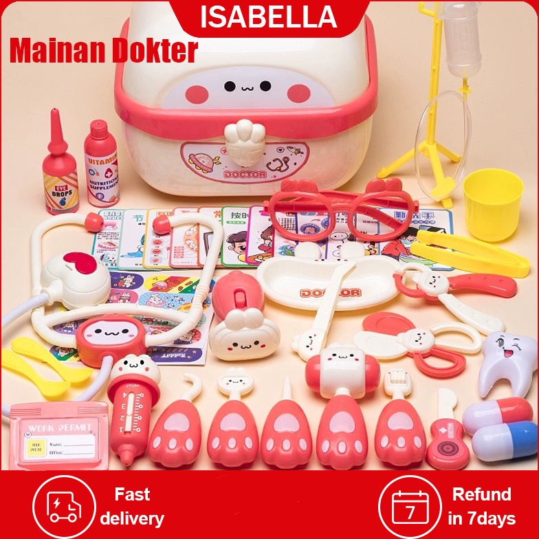 KODE M95G  74Pcs Mainan Koper Dokter Anak  Kelinci Dokter Mainan  Mainan Dokter Dokteran Koper  Anak