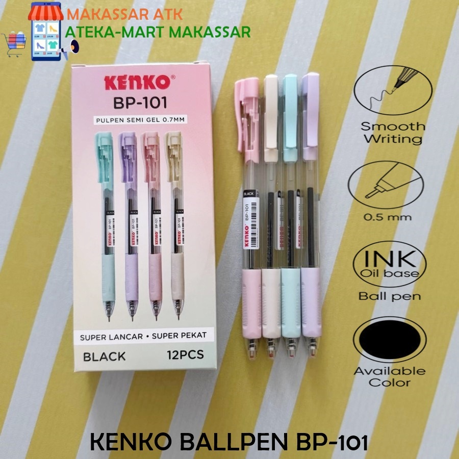

[BOX/12PCS] KENKO BALLPEN BP-101 PEN CETEK MURAH