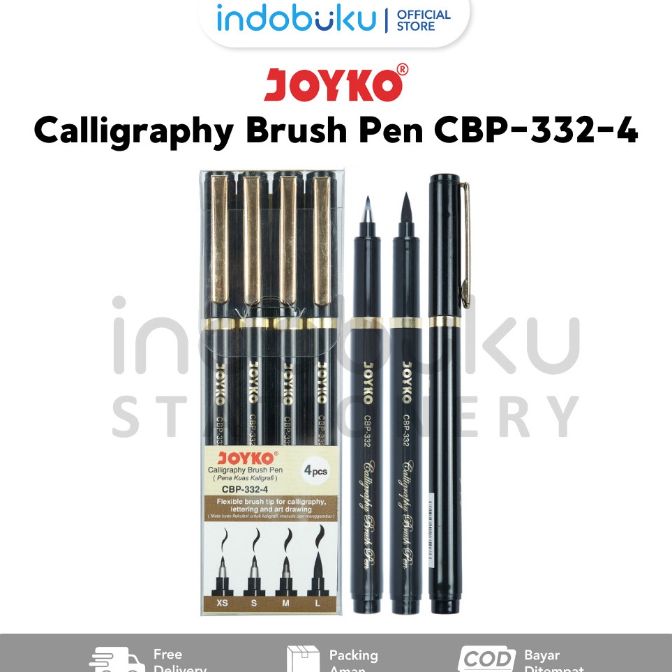 

KODE J59W Calligraphy Brush Pen Joyko Pena Kuas Kaligrafi Joyko Isi 4Pcs CBP3324