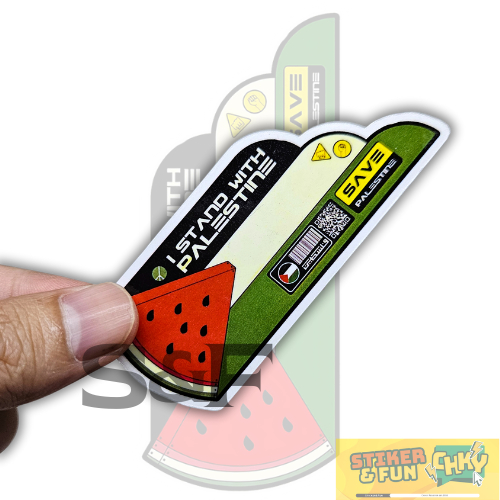 

Stiker Sticker Vinyl Laminasi Glosy STAND WITH PALESTINE
