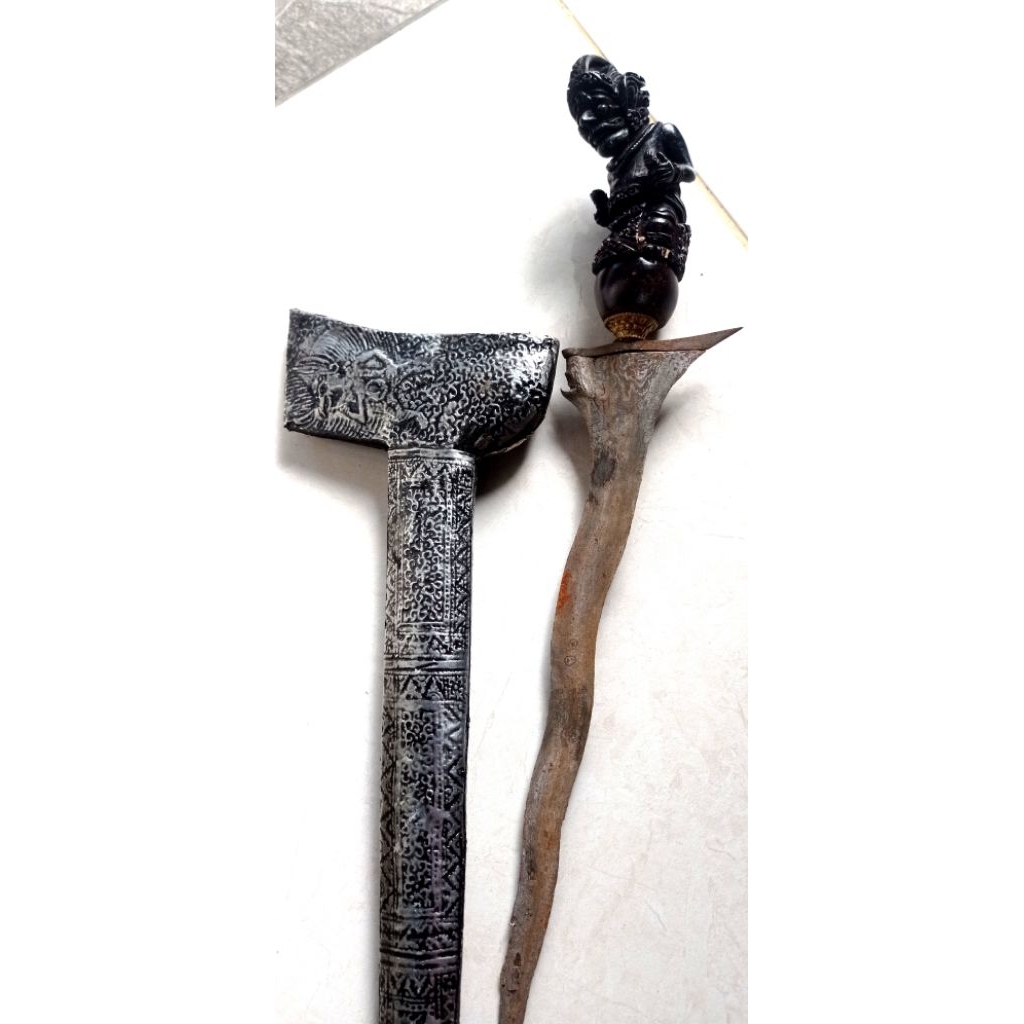Keris melayu pamor ujan mas panjang bilah 36cm