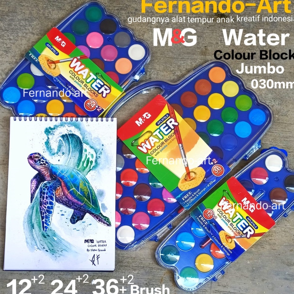 

KODE F23Q MG Cat Air Lukis Set Solid Water Colour 3mm 362412 Warna Bonus Kuas 2 Warna Tambahan