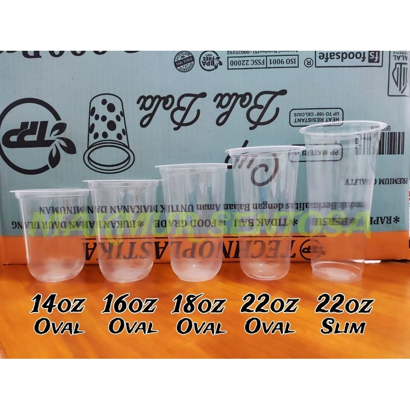 Cangkir Plastik/ Cup Oval/ Gelas Plastik 14oz 16oz 18oz 22oz Slim