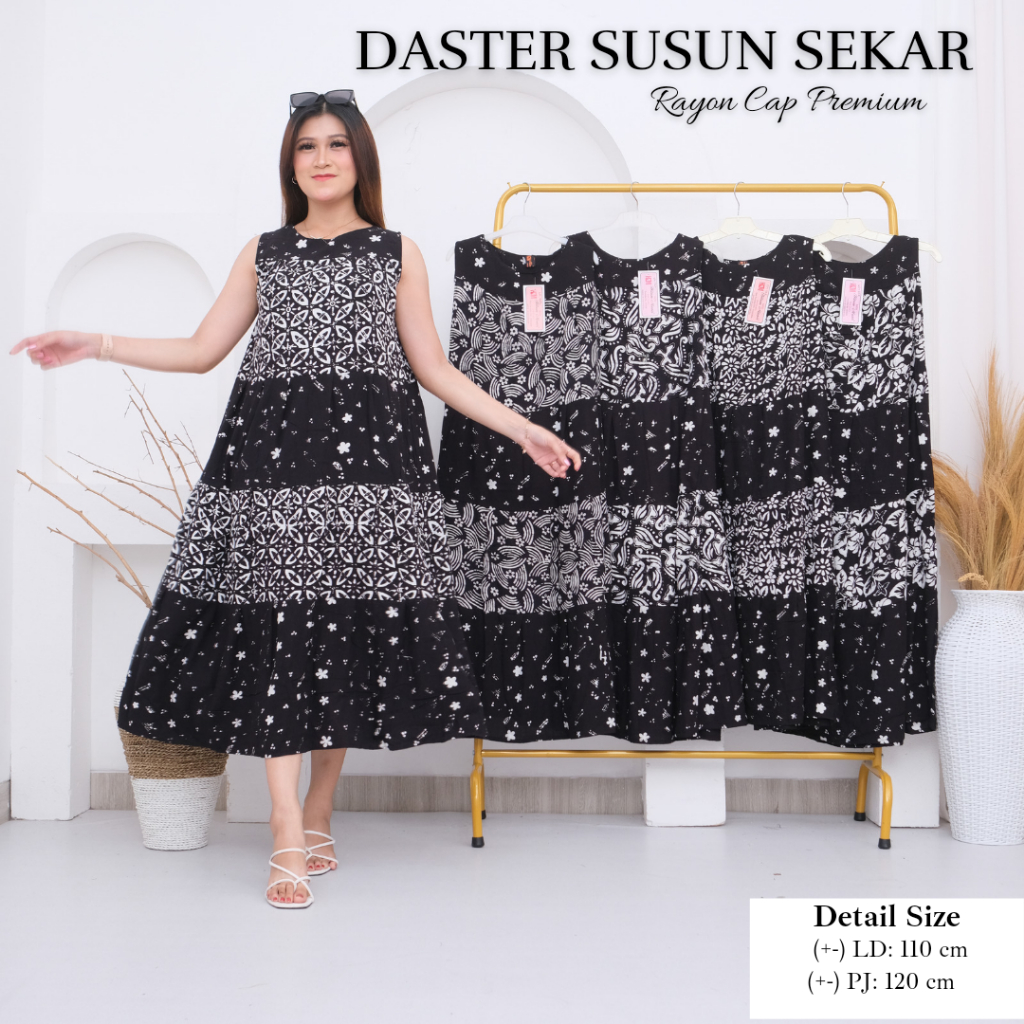 Daster Yukensi Susun Batik Rayon Cap Premium | LD 110 | Bahan Halus & Adem | Tanpa Lengan