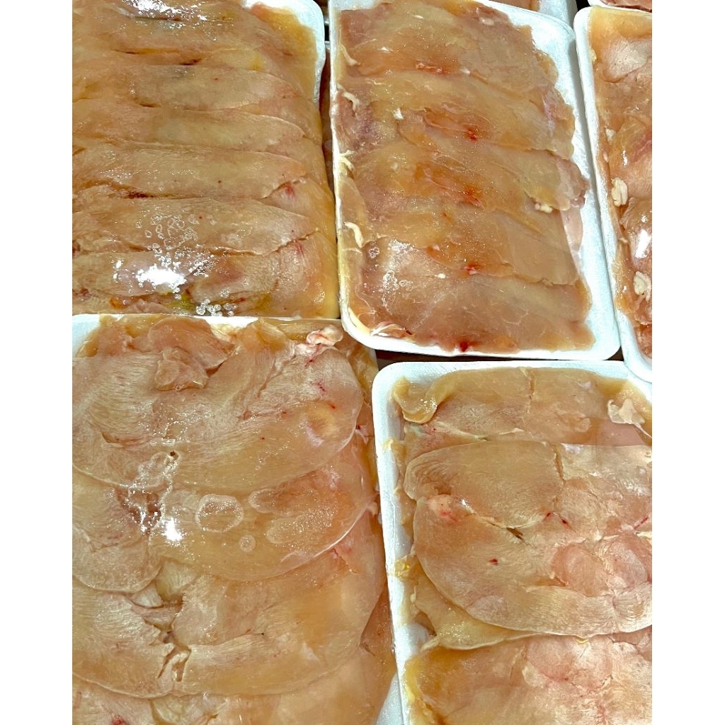 

Ayam Slice 500gr Premium / Daging Ayam Slice Iris Tipis Tanpa Kulit 500gr