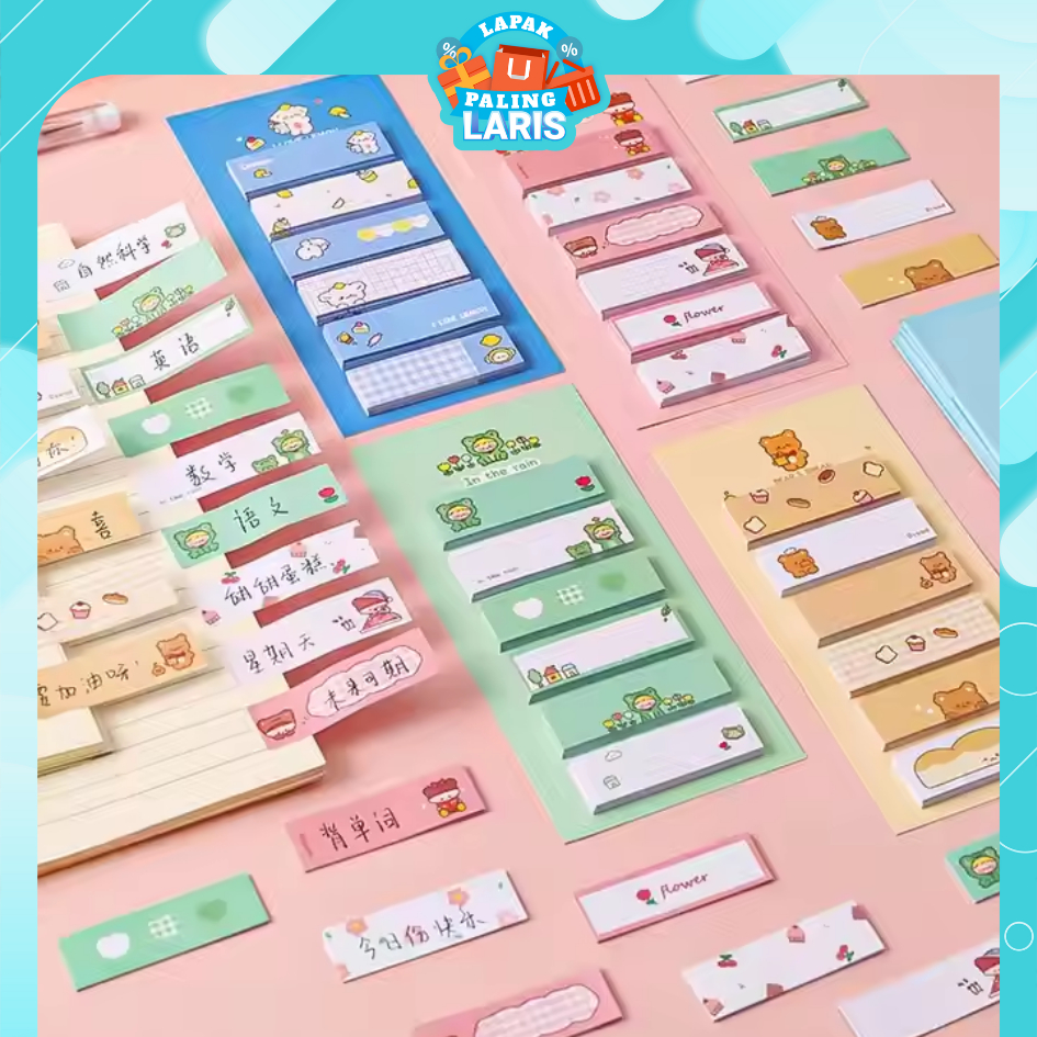

LPL Sticky Notes Lucu 6IN1 Tempelan Kertas Catatan 120 Lembar Notes Kertas Tempel Karakter Bear Frog Girl Pembatas Buku Cute Imut Penanda Buku Memo Stick Stationery Memo Pad Convenience Cute 6 IN 1