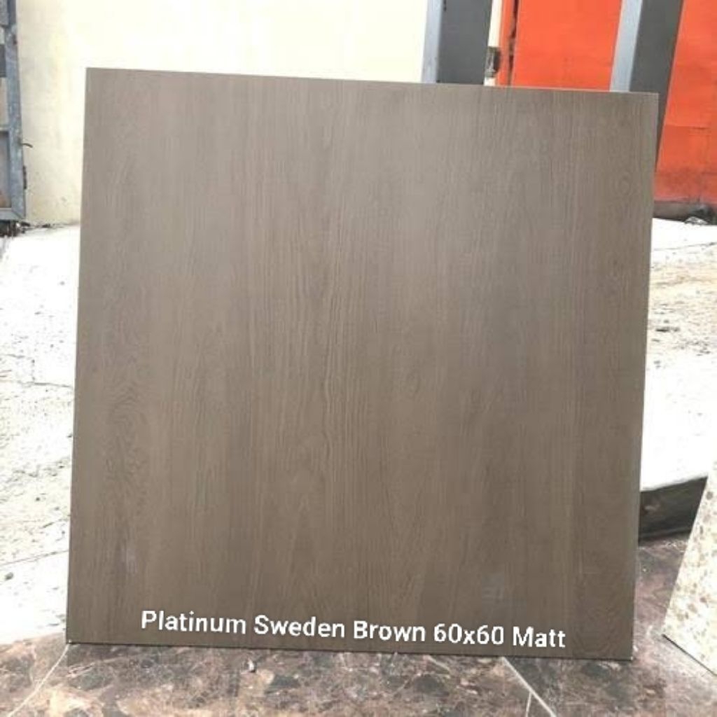 Keramik 60x60 Lantai Teras Motif Kayu Matt Platinum Sweden Brown
