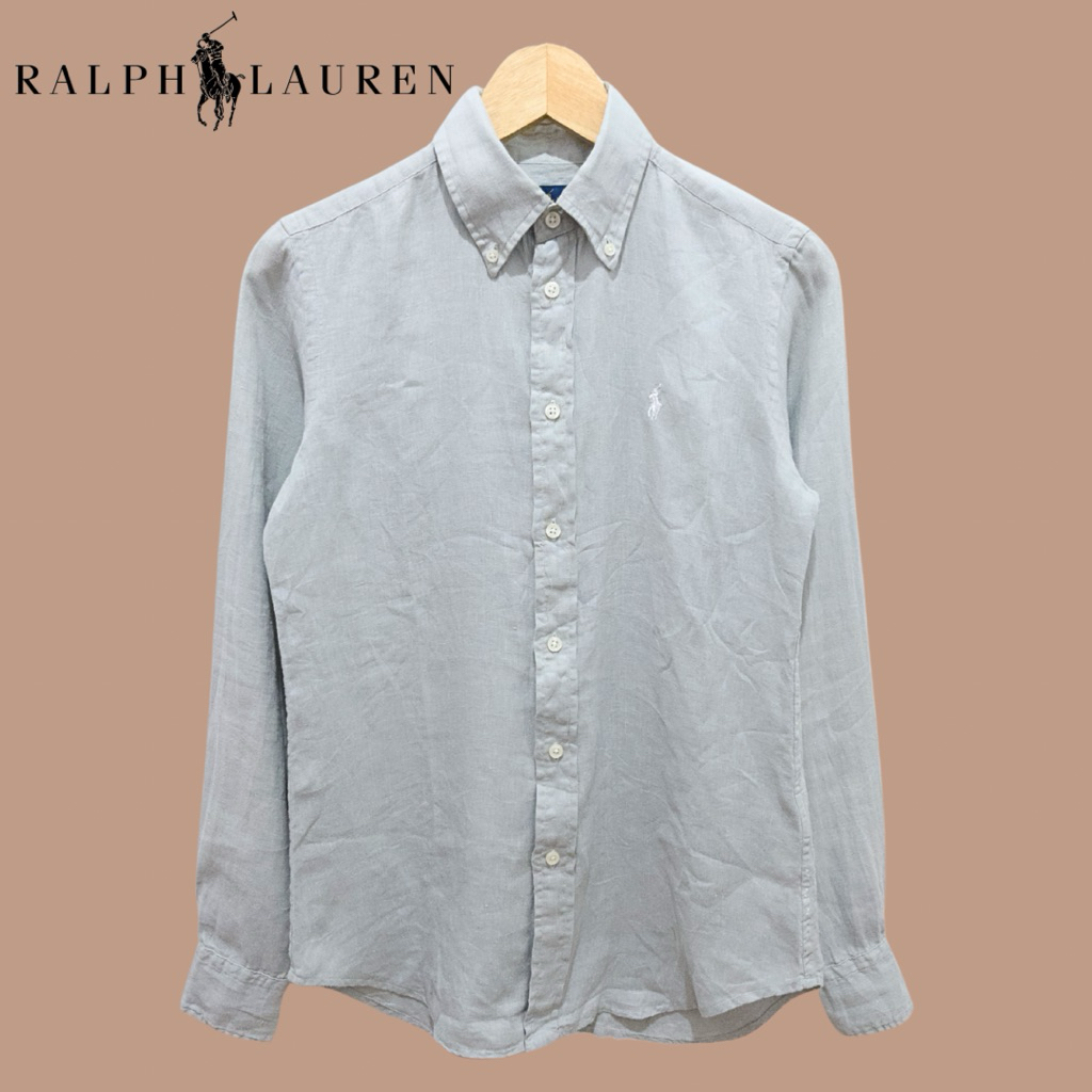 Ralph Lauren Grey Mint Linen Shirt with QR Code