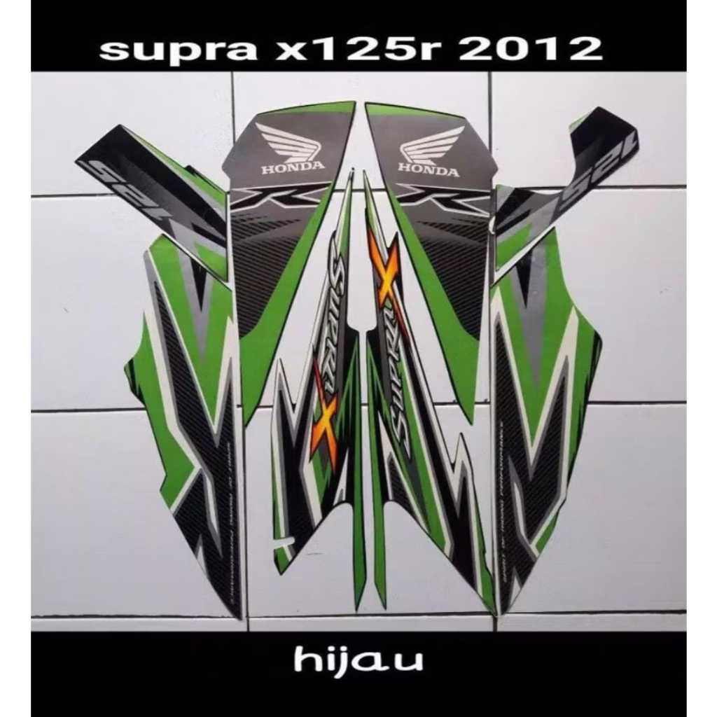 Striping Stiker Honda Supra X 125 R 2012 Hijau List Body Standar Motor Honda Supra X 125 R 2012