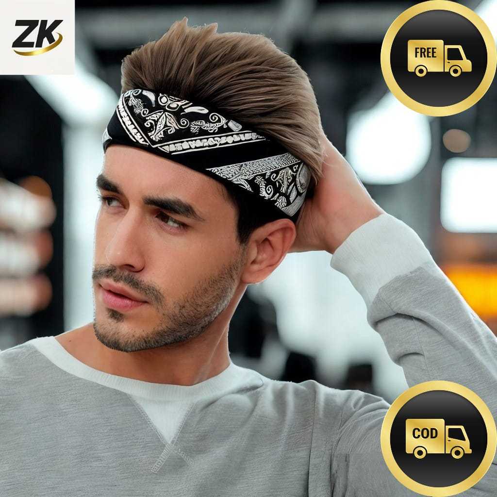 Topi Udeng Rambut Model Paisley Premium Udeng Rambut Palsu Pria