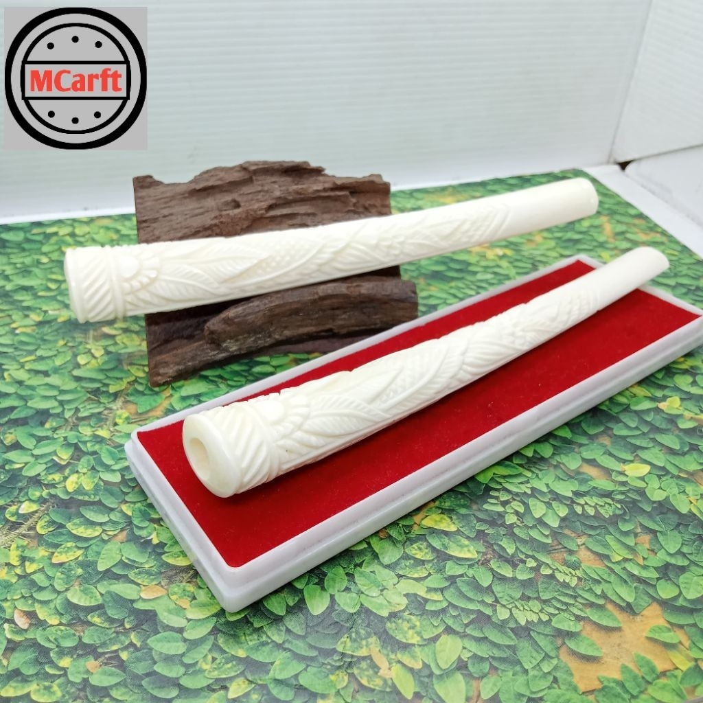 Once pipa sedotan tulang sapi super jumbo ukir bunga 3 dimensi C142