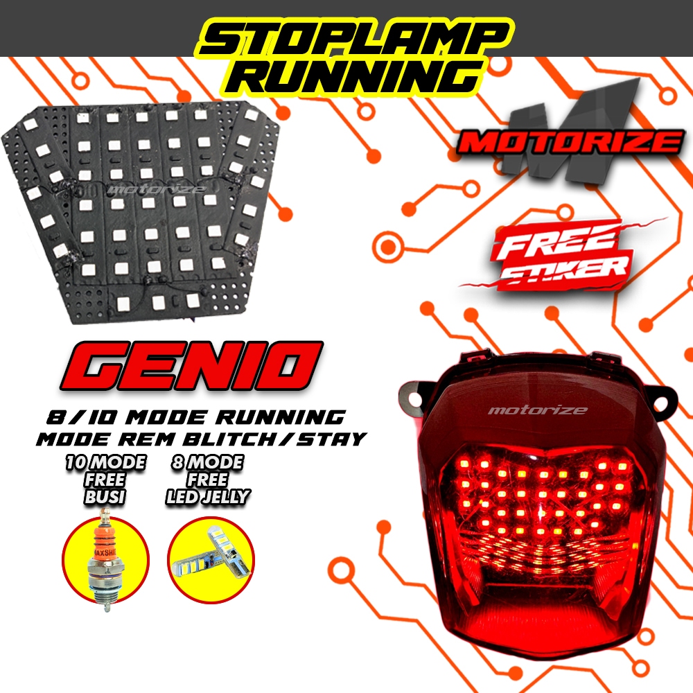 STOPLAMP RUNNING GENIO LAMPU LED REM BELAKANG MOTOR VARIASI MOTORIZE
