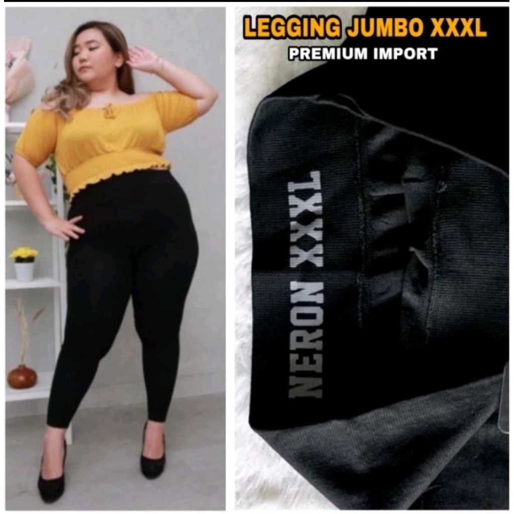 Legging NERON 903 Jombo/XxxL Panjang dewasa Lembut Hitam
