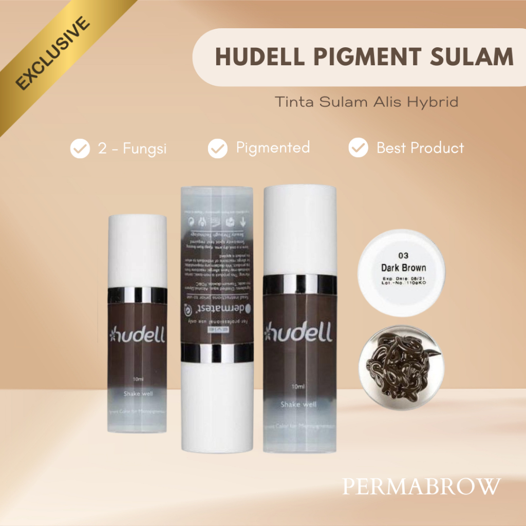HUDELL Hybrid Ink Korea – Tinta Sulam Alis + Bibir + Eyeliner (Manual/Mesin)