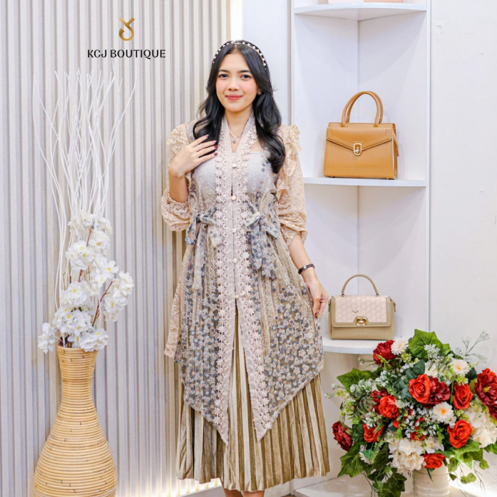 KCJ - MAURA Outer Tunik Tile Bordir Kombinasi brukat