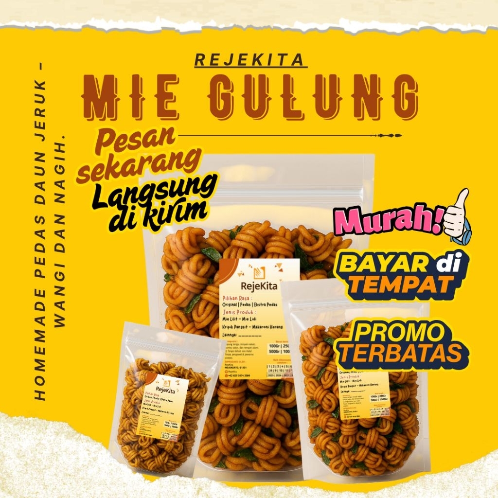 

Mie Gulung 1 Kg Crunchy Pedas Daun Jeruk – Camilan Renyah & Pedas Segar yang Bikin Nagih!