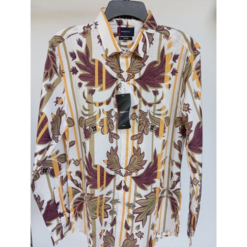 PAKEM APPAREL Kemeja Batik Lengan Panjang Pria Slimfit Branded Merk MOC Original size L