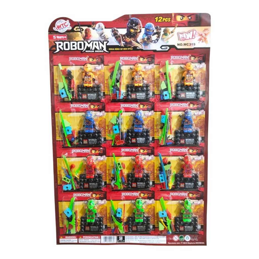 Roboman Mainan Anak Brick Roboman 1 Pcs Rakit Bongkar Pasang Karakter Beserta Aksesoris Edukasi