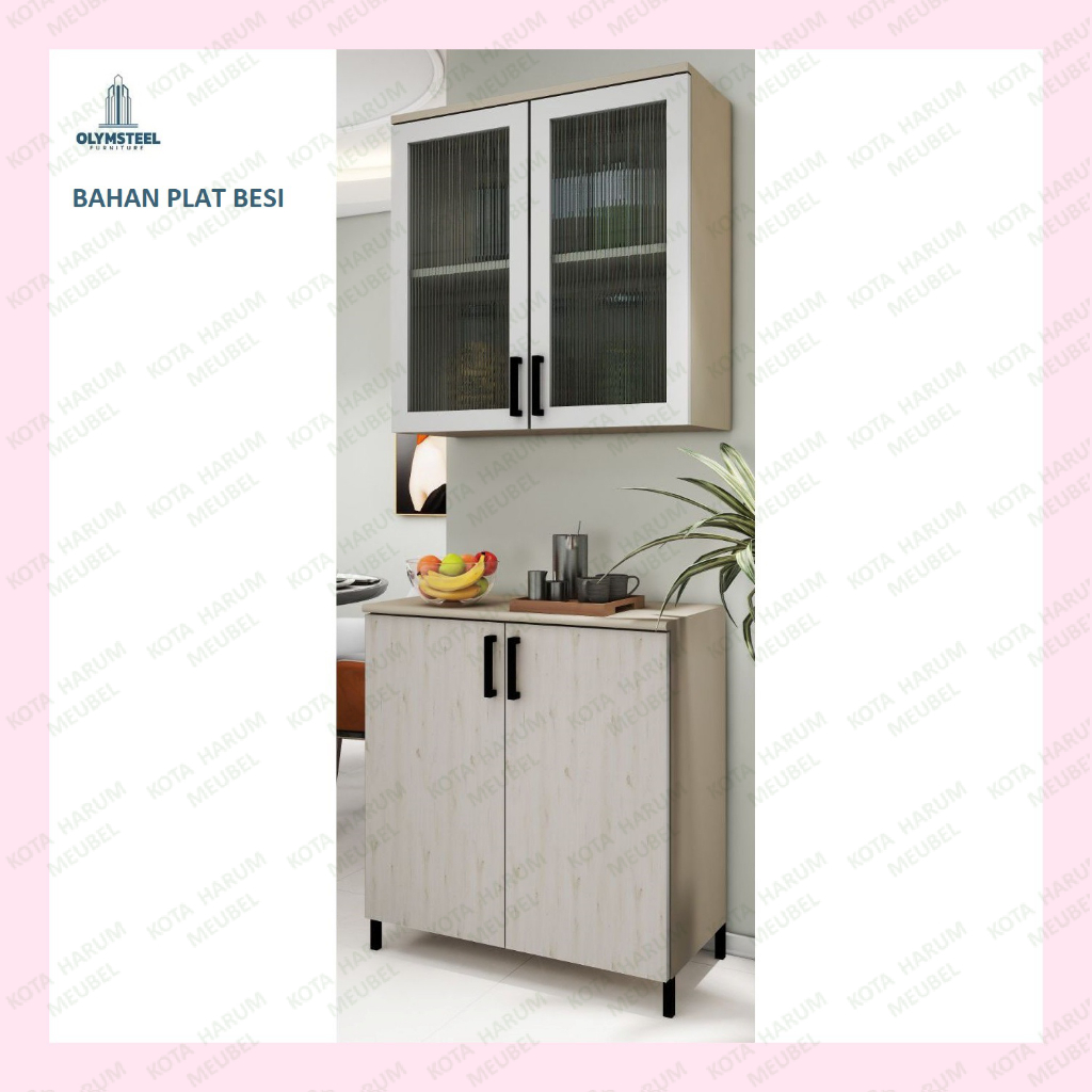 kitchen set besi lemari dapur plat besi atas bawah 2 pintu lemari dapur rak dapur gantung olympic ol