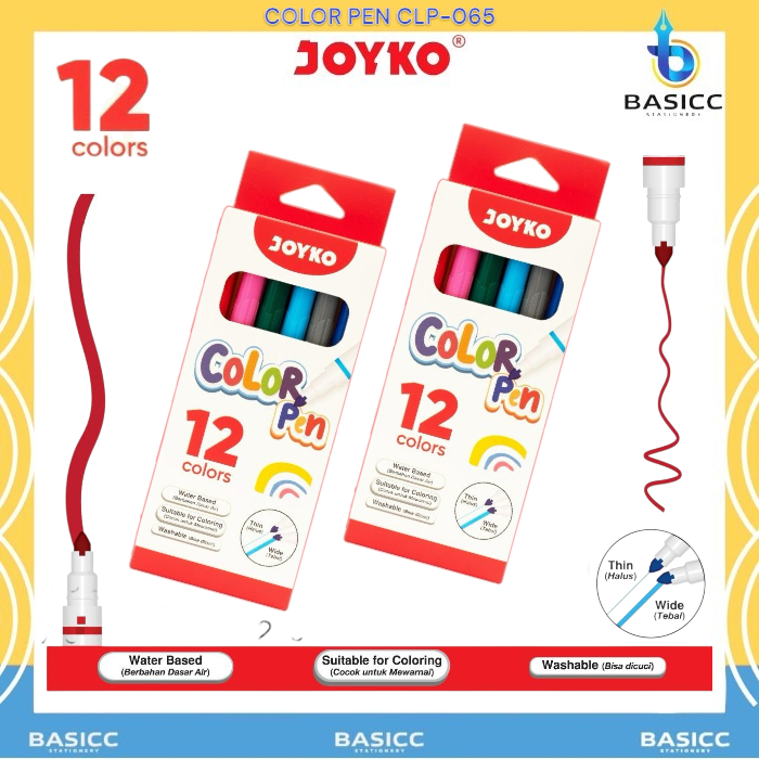 

Joyko Color Pen Pulpen Pena Warna CLP-065-12 | @1SET=12 Warna