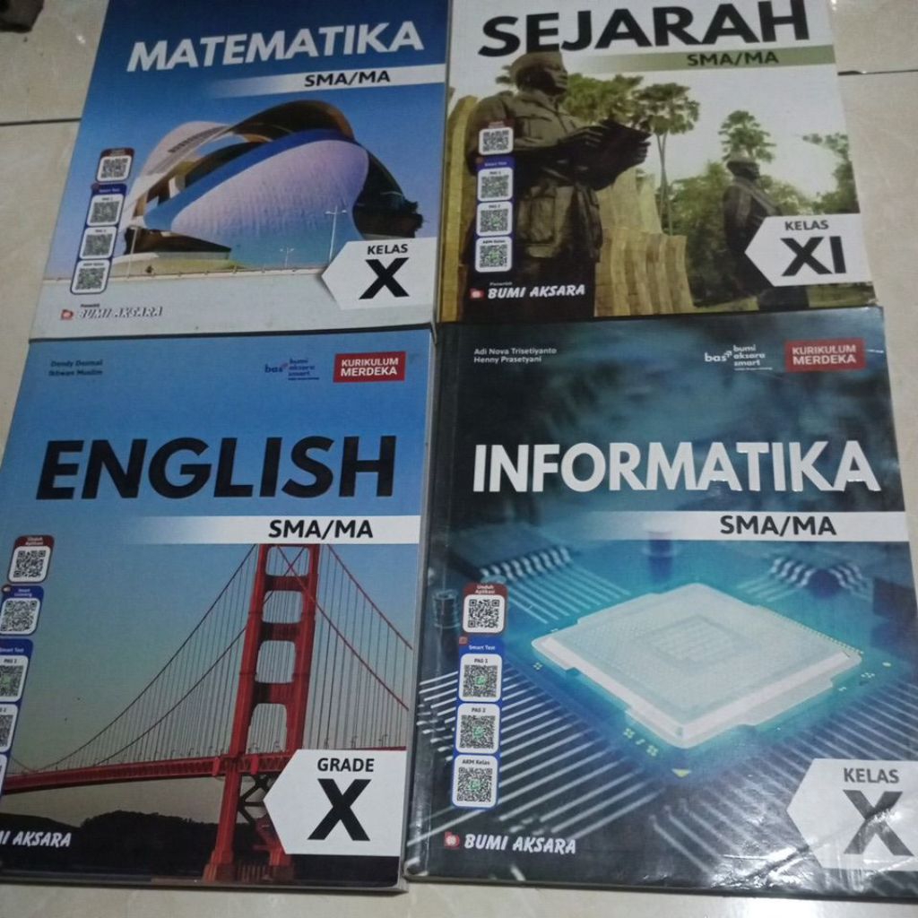 Original  bumi aksara kurikulum merdeka / kelas X XI  SMA matematika.english. bahasa Indonesia. info