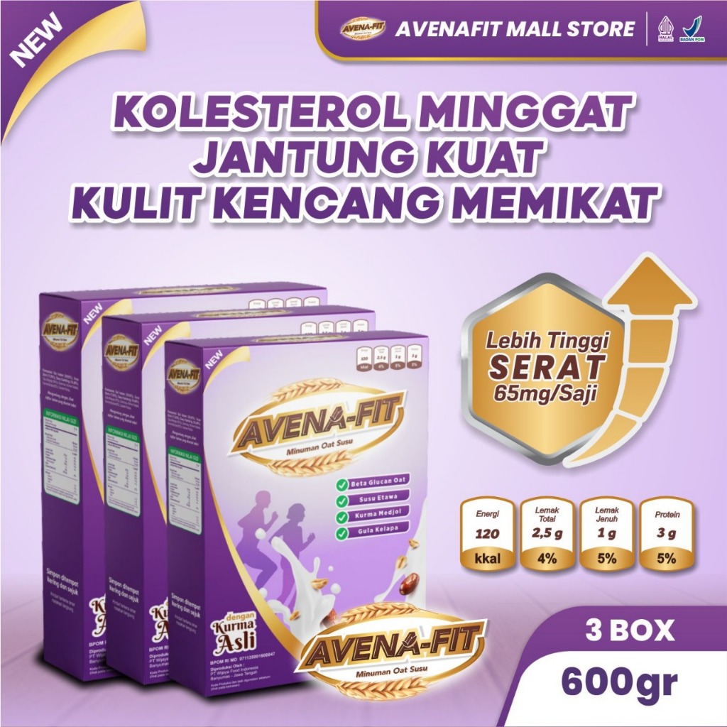 

Avena Fit Original Paket 3 Box Sereal Oat Susu Kurma untuk mengatasi permasalahan kolestreol jahat