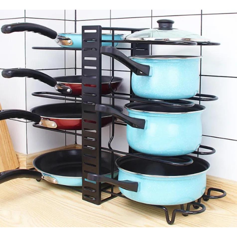 Rak Barang Susun Panci Rak Besi Perlengkapan Dapur Rak Dapur Stainless Steel Rak Susun Serbaguna