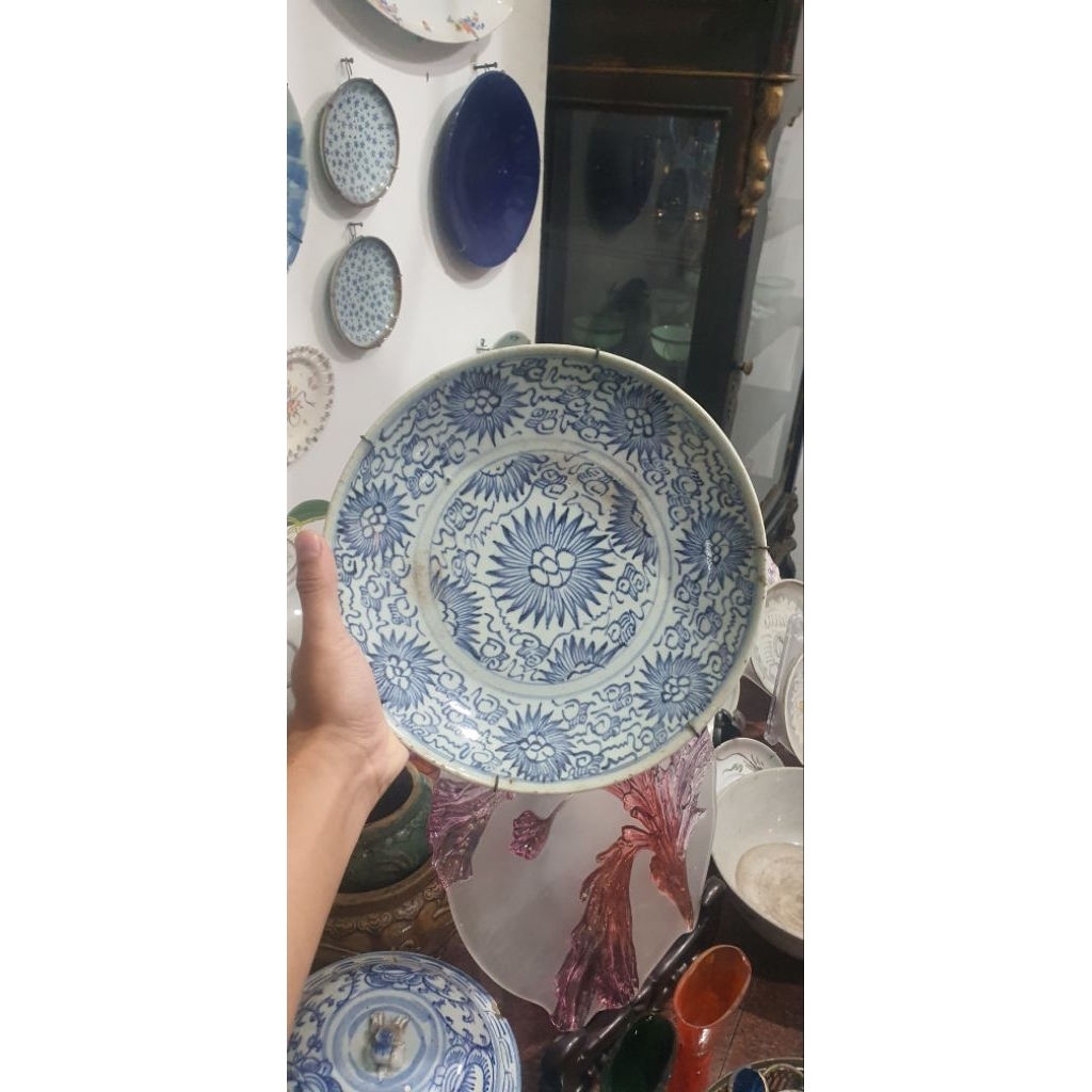 2 pcs piring Hias Cina dan eropa Jadul antik