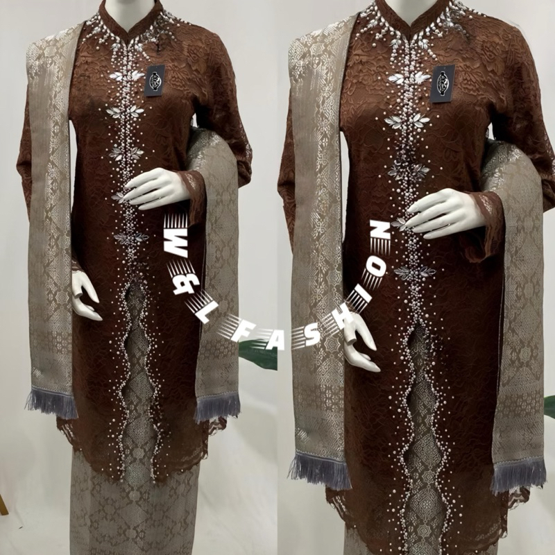 TERLARIS Kebaya Modern/Set Kebaya Brukat Payet Yura/Kebaya Modern/Kebaya Ibu Besan/Kebaya