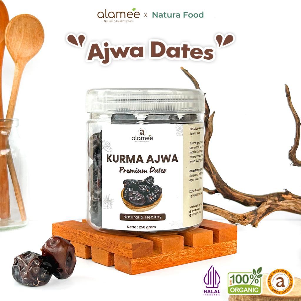 

ALAMEE Kurma Ajwa Madinah 250 gram Premium Super Grade A Crown Dates Manis Lembut Nabi Asli Natura Food