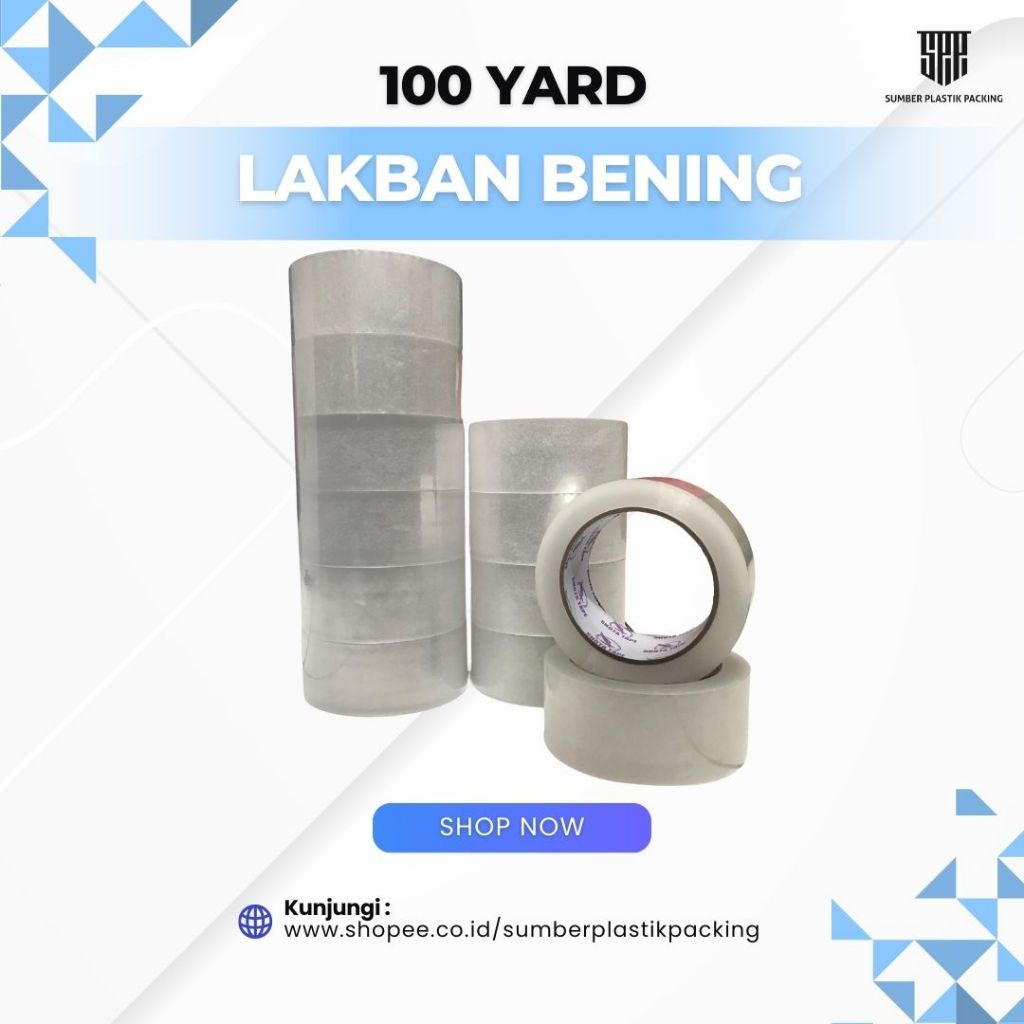 

Lakban Selotip Bening Clear White Panjang Ukuran 100 Yard Asli Tidak Tipu-tipu