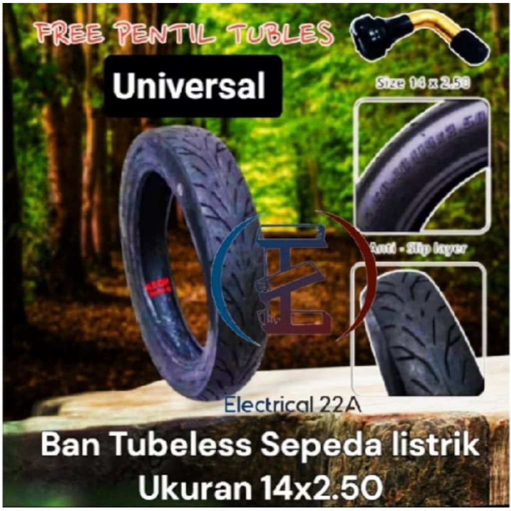 BAN TUBLES SEPEDA LISTRIK UWINFLY, PACIFIC, EXOTIC, GODA, DLL UKURAN 14x2.50 ( FREE PENTIL TUBLES )