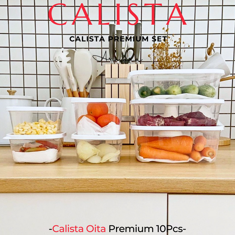 [ CALISTA ] TOPLES PLASTIK BENING OITA 10PCS KOTAK PENYIMPANAN KULKAS SET TOPLES CALISTA SET