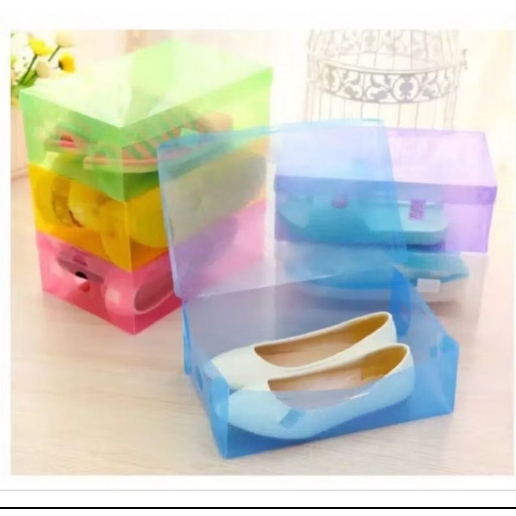 kotak box plastik penyimpanan sepatu transparan tebal