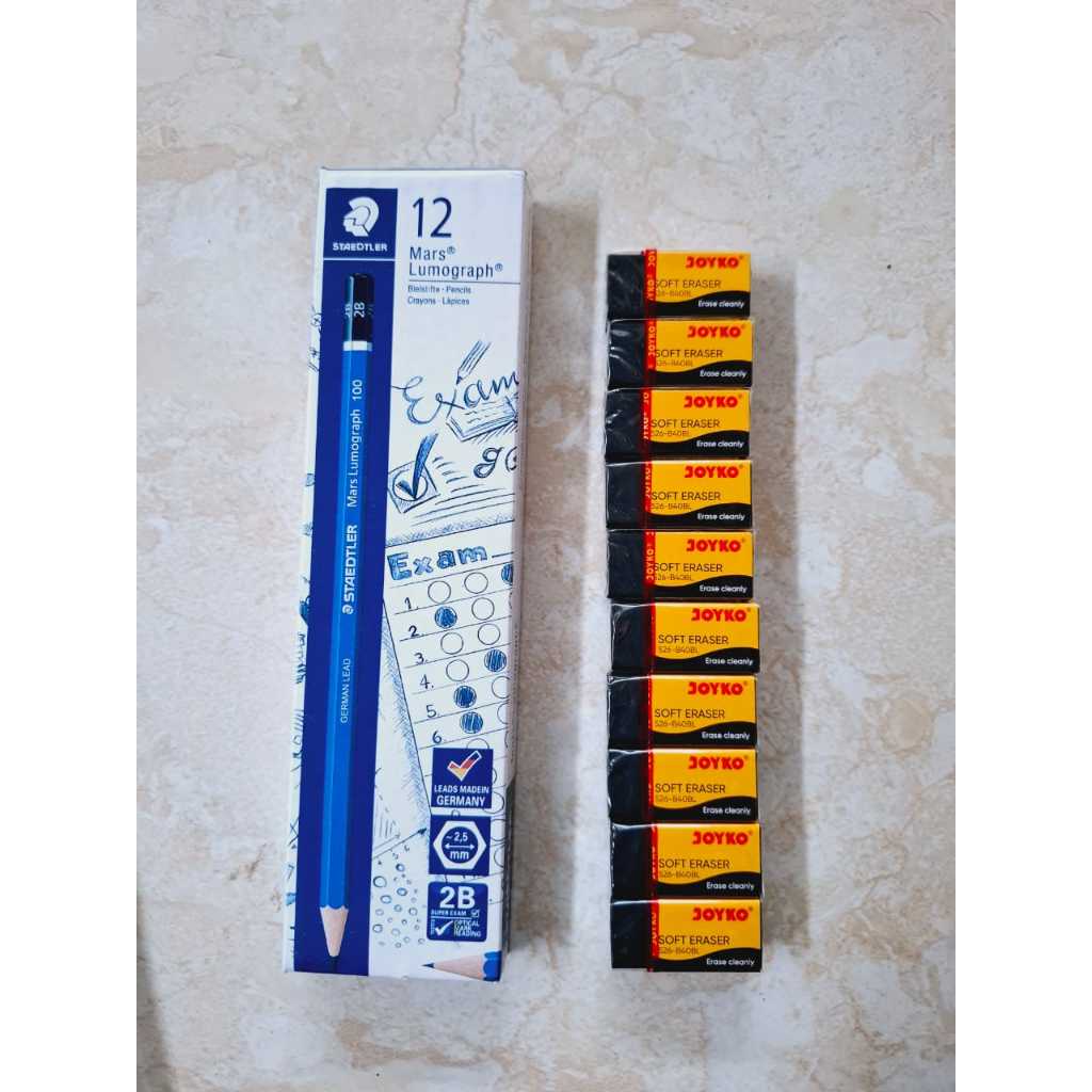 

Bundle 12 PCS Pensil Staedtler 2B dan penghapus joyjko mini