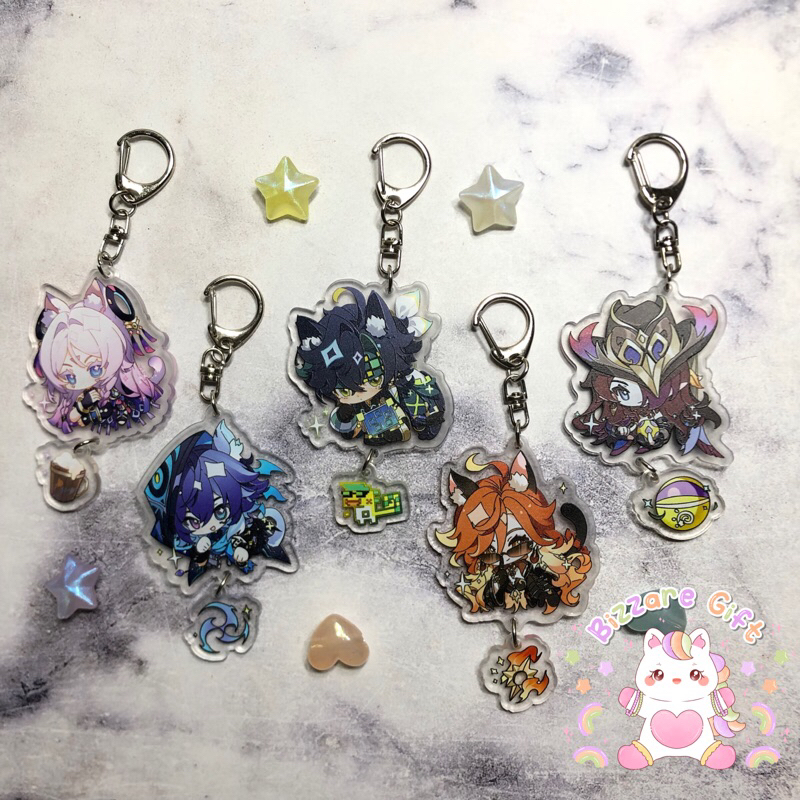 BANYAK CHARA Genshin Impact Keychain Gantungan Kunci Anime Ganci Lucu Alhaitham Xiao Venti Hutao Zho