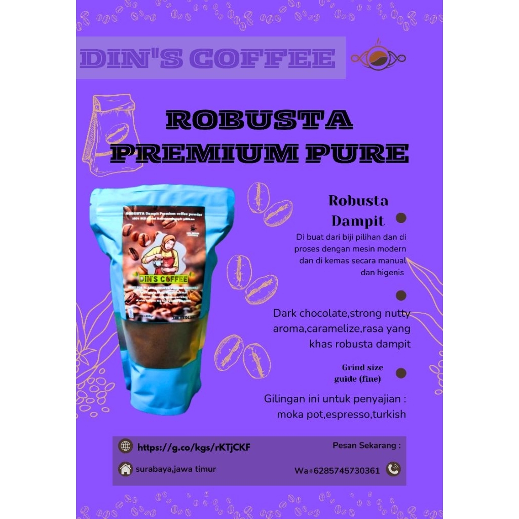 

kopi bubuk Java Robusta dan Arabica Dampit 250 gram (DIN'S & SAFA COFFEE)