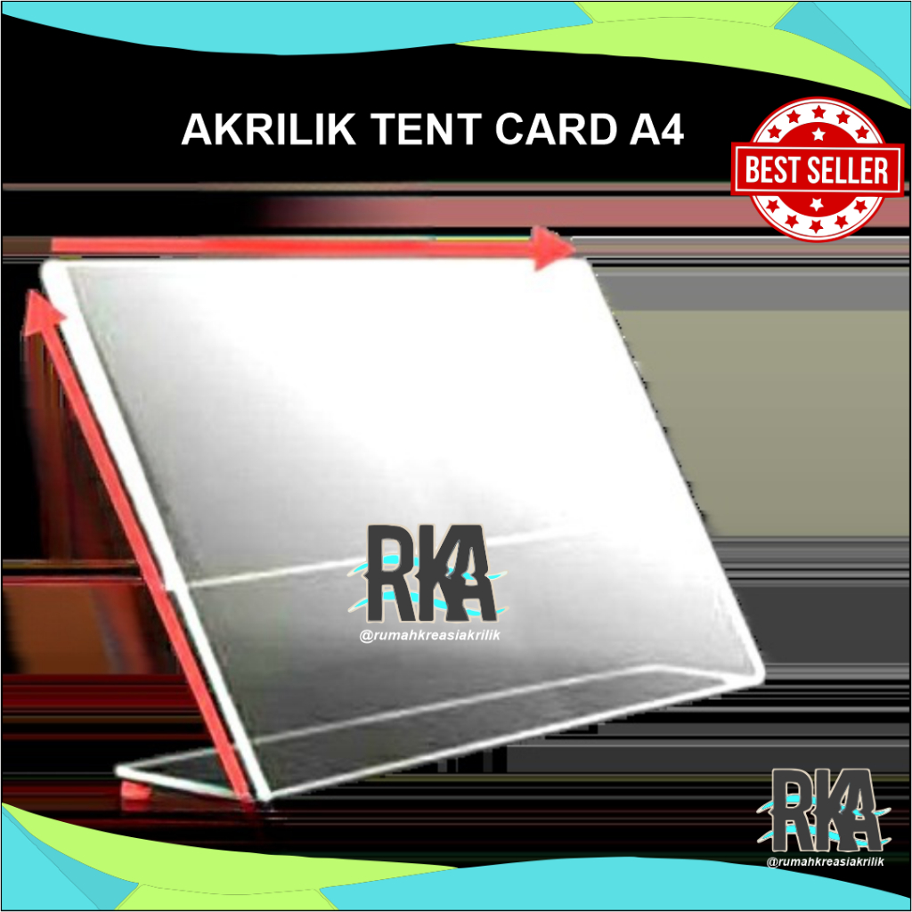 

Acrylic Display Tent Card A4 Tebal 2mm Holder Banner Promosi Stand Brosur 21X30CM
