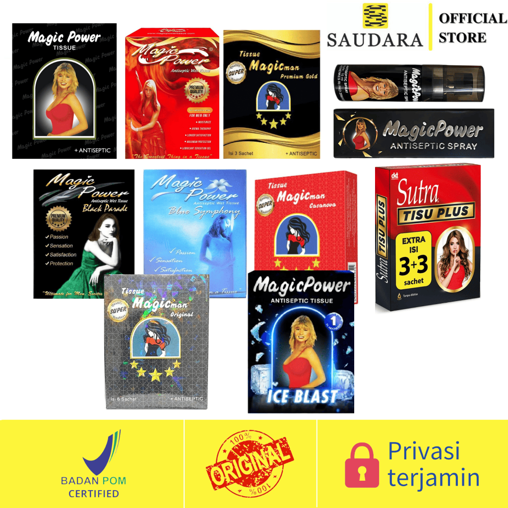 Magic Power Tissue, Magic Man Tissue, Sutra Tisu Plus, Magic Power Spray