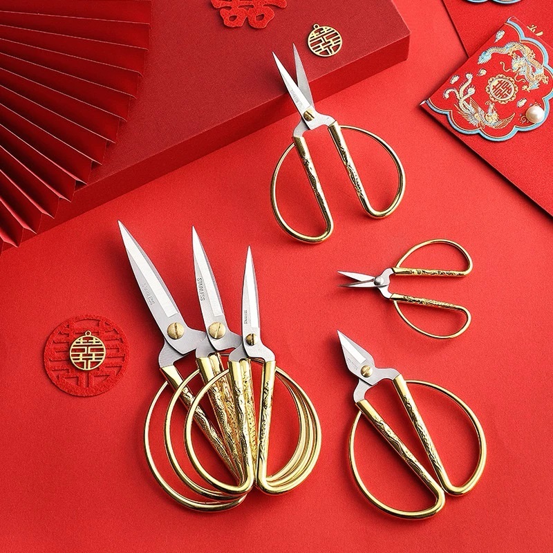 

Gunting Emas Dragon Phoenix Ceremony Golden Scissors Gunting Sangjit Pernikahan / Gunting Pita Kain