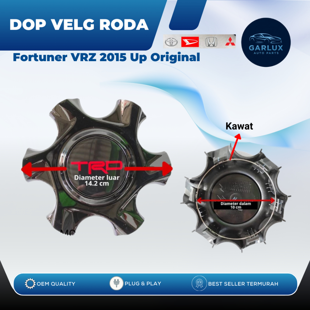 Dop Velg Roda Original Toyota Fortuner VRZ 2015–2022 – Tutup Tengah Velg Alloy Ring 17/18