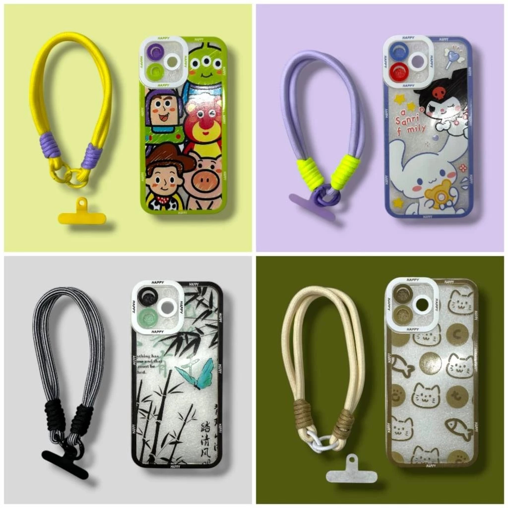 Case Bening Corak + Gantungan Hp Oppo A3s | A5s | A7 | A12 | A15 | A15s | A16 | A17