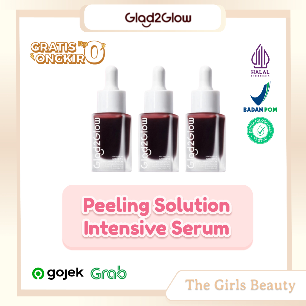 Glad2Glow Peeling Solution Intensive Serum 15ml | Serum Exfoliasi Wajah merah Exfoliating Serum Waja