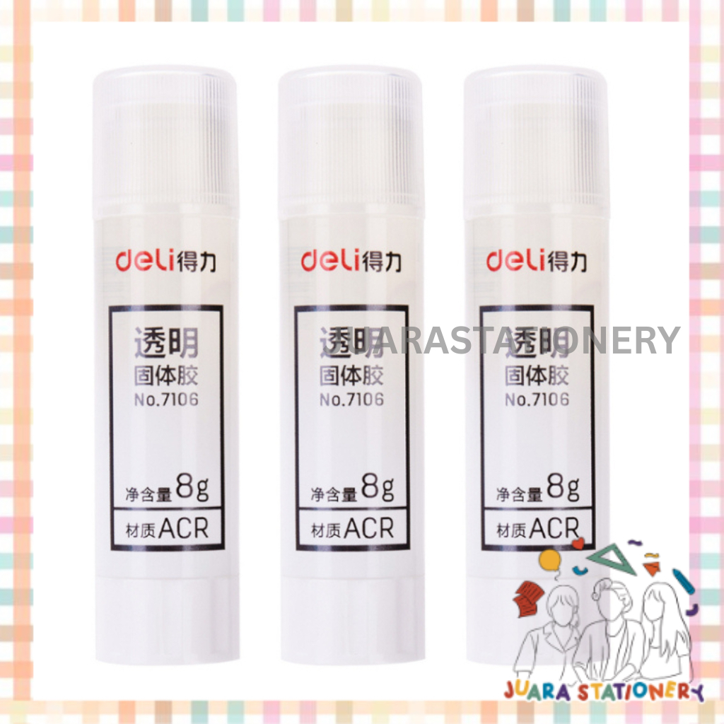 

(1284) JUARASTATIONERY Lem Deli 7106 8 gr / Lem Kertas Transparan Lem Aesthetic