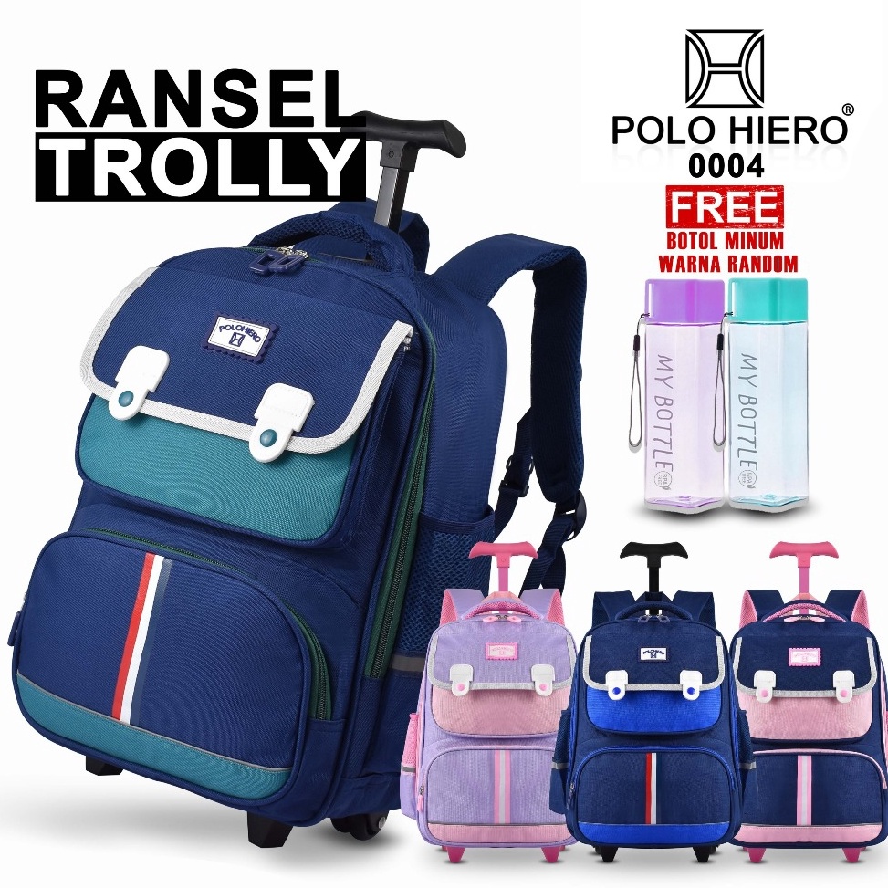 KODE K67R Polo Hiero Tas Trolly Polo Hiero 4 Tas Ransel Sekolah Tas Roda Anak Laki Laki Tas Trolly P