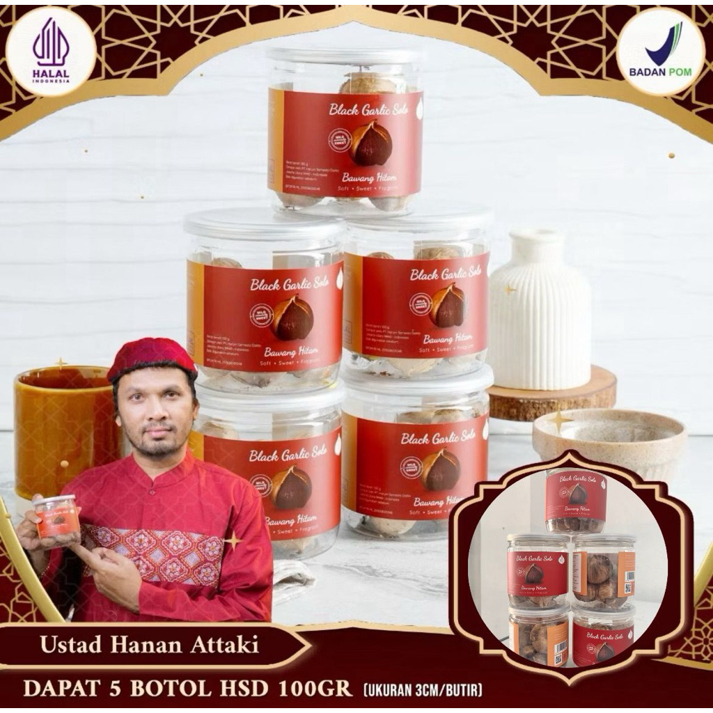 

Black Garlic Solo Paket Hemat 5 Botol || Paket Bundling 5 Bawang Hitam Tunggal || 100 Gram