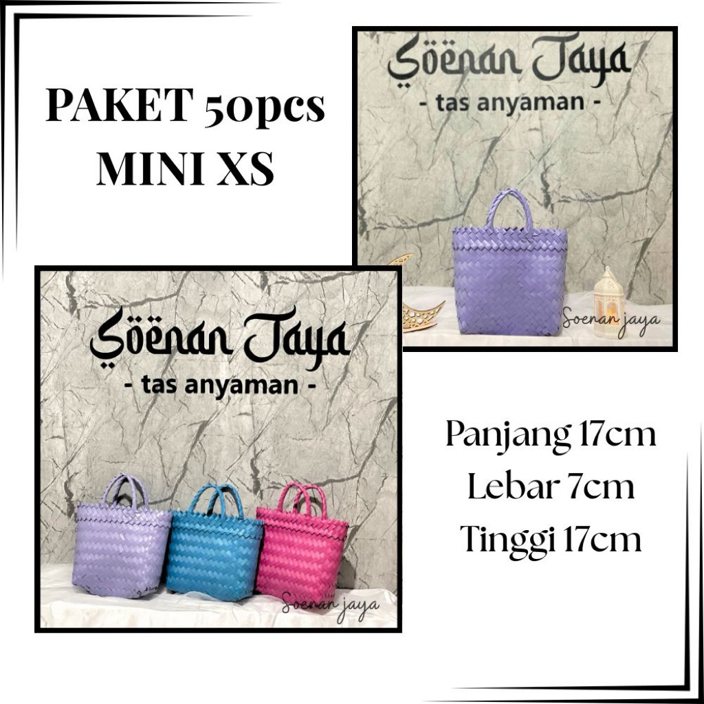 PAKET 50pcs tas MINI XS / tas souvenir mini xs / tas anyaman hampers tas anyaman souvenir