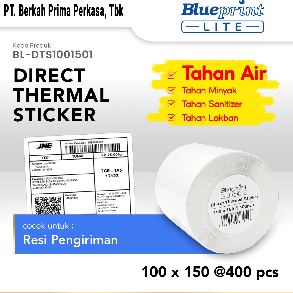 

Direct Thermal Sticker 1 x 15 Stiker Label Resi BLUEPRINT Lite 1x15 Mm Isi 4Pcs KODE L3P9