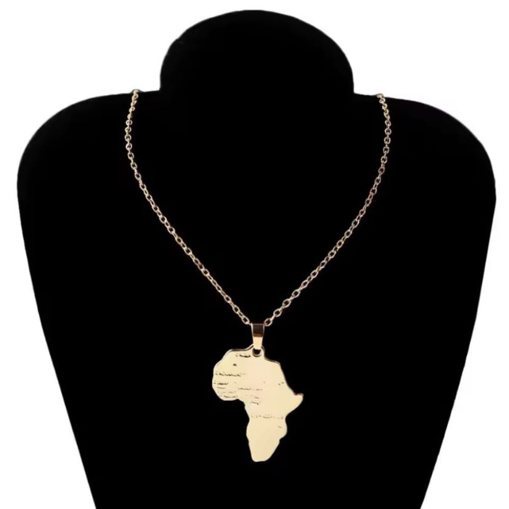 Liontin Kalung Titanium Anti Karat Bandul Kalung Peta Gold