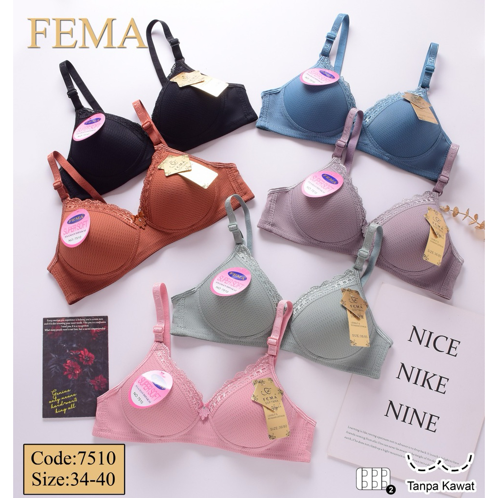 da 3PCS BH Cup A Renda Pori Terbaru FEMA BH 7510 Cup A Kait 2